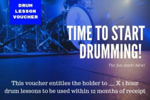 Gift Ideas For Drummers, drum lesson voucher, birthday drum lesson, father's day ideas