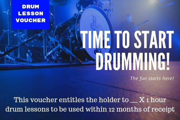 Christmas drum lesson voucher, Gift Ideas For Drummers, drum lesson voucher, birthday drum lesson